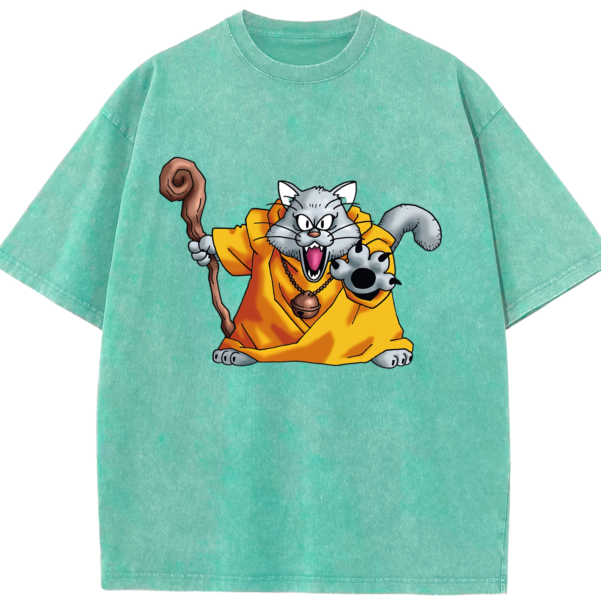 （画像用） ドラゴンクエスト Doragon Kuesuto Dragon Quest 綿100% ヴィンテージ風 半袖Tシャツ（フロントプリント）
